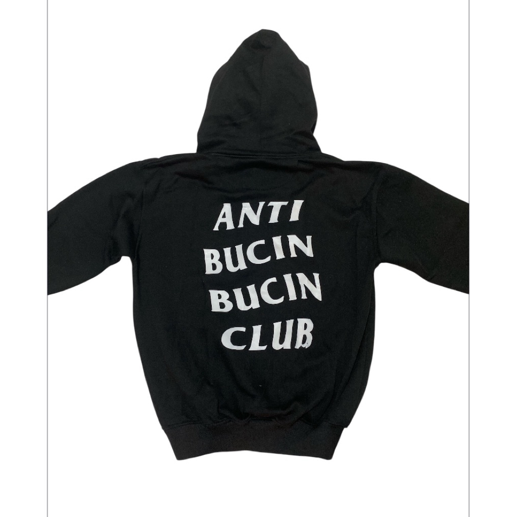 Hoodie hitam sablon anti bucin preloved