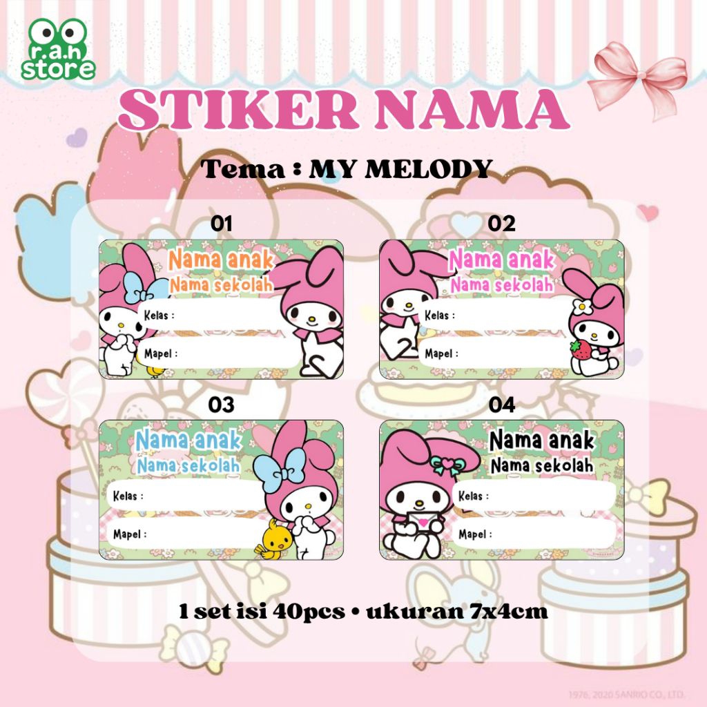 

STIKER NAMA MY MELODY / STIKER BUKU MELODY / STIKER SEKOLAH