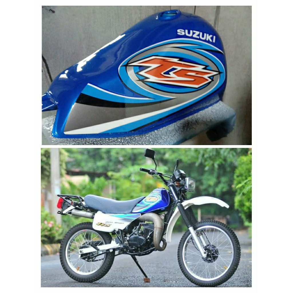 Tengki Trail Vintage Model Suzuki TS 125 Biru Tangki Trail Jadul Suzuki TS Jadul Trail
