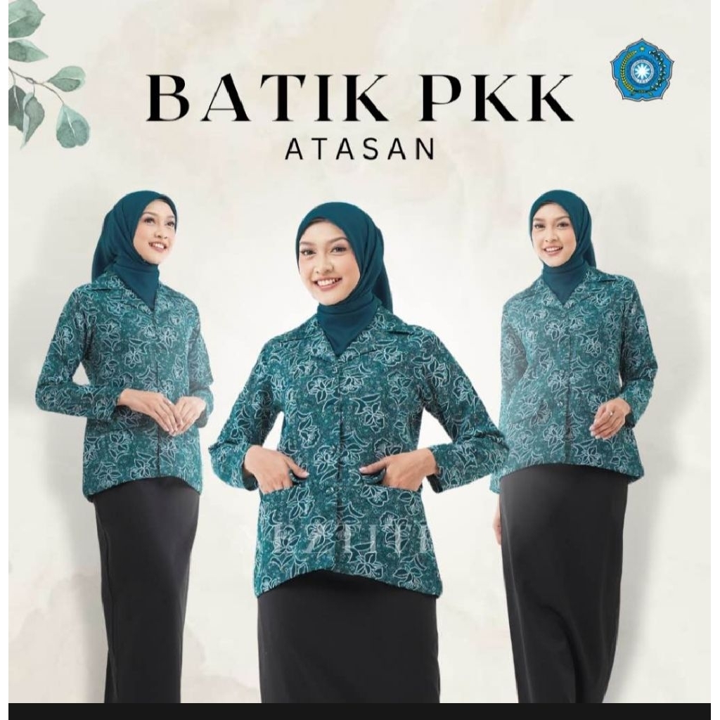 Seragam Batik PKK Nasional Terbaru Tosca Full Furing Baju PKK Model Kerah Blazer Wanita Panjang Sete