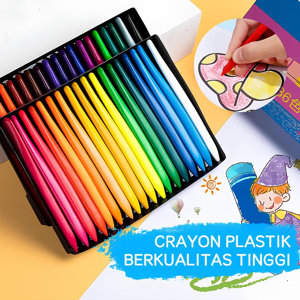 

[12 WARNA] Crayon Anti Tangan Kotor Aman Untuk Anak |Magic Crayon Lab Anti Air Non Toxic High Quality Krayon Pensil Warna