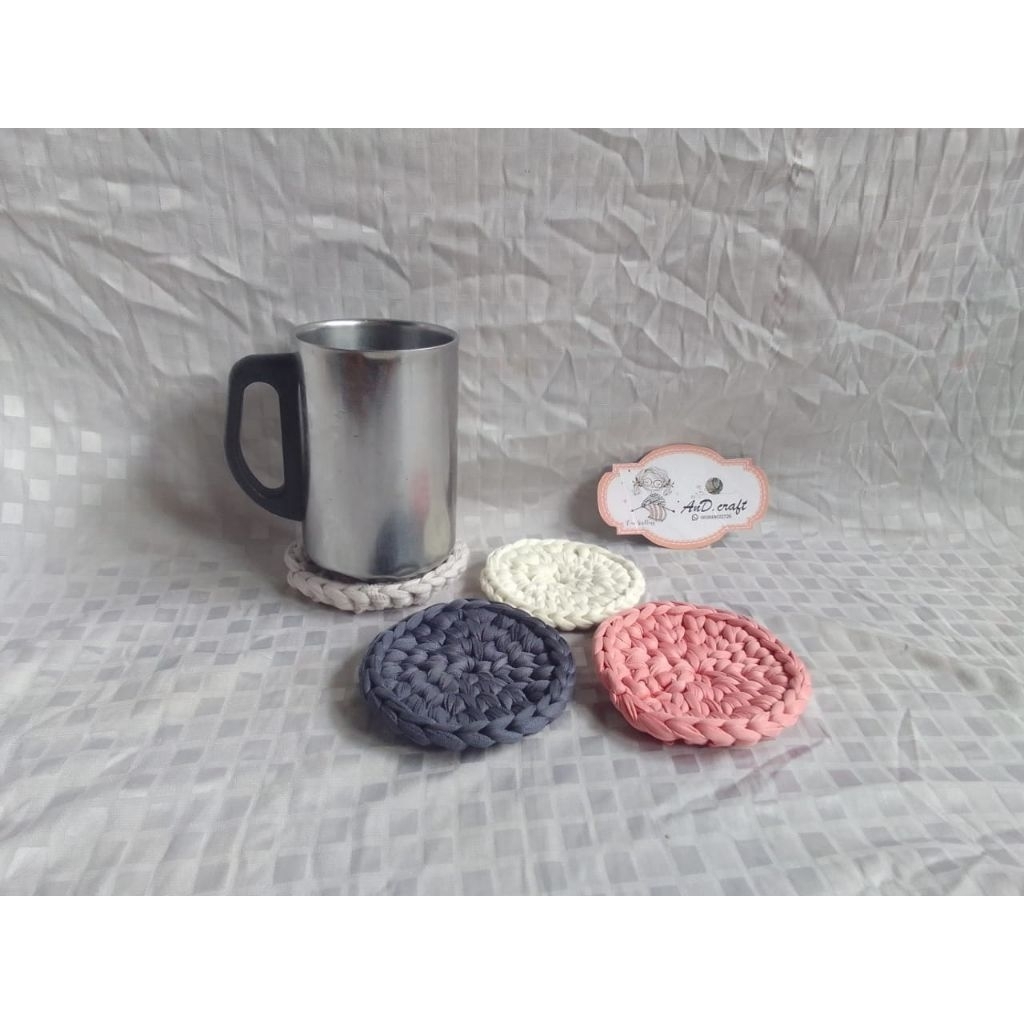 alas gelas rajut / tatakan gelas rajut