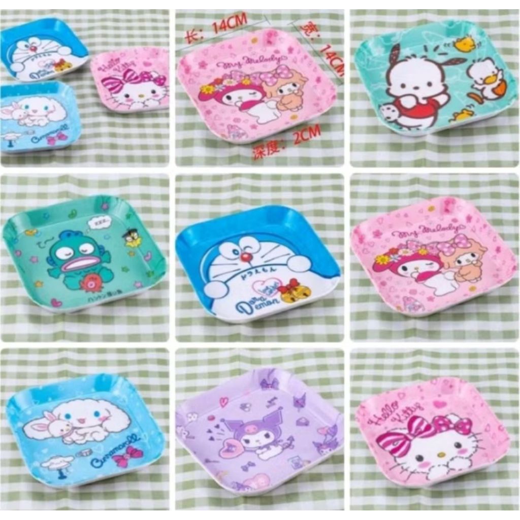 piring kecil kotak karakter bahan melamin melamine import frozen car