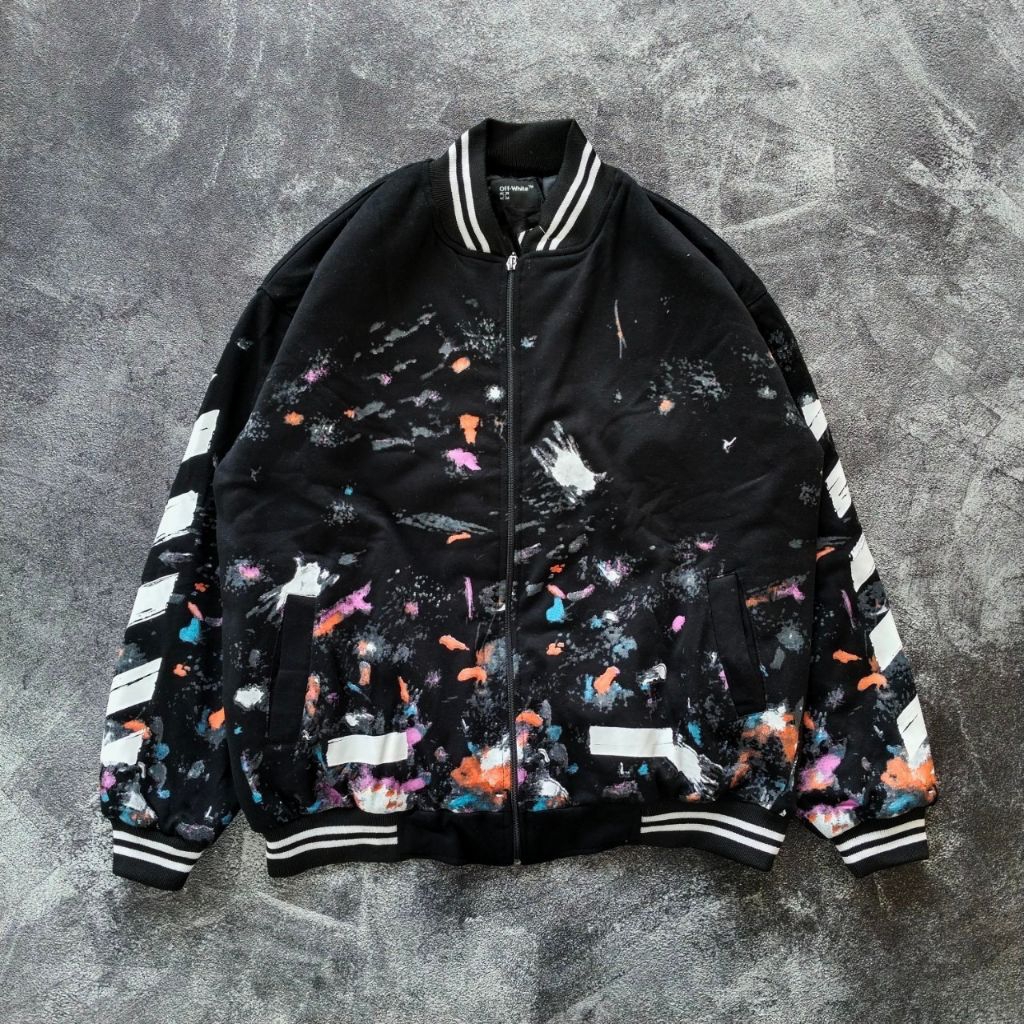 VARSITY JACKET BOMBER - OW BLACK GALAXY