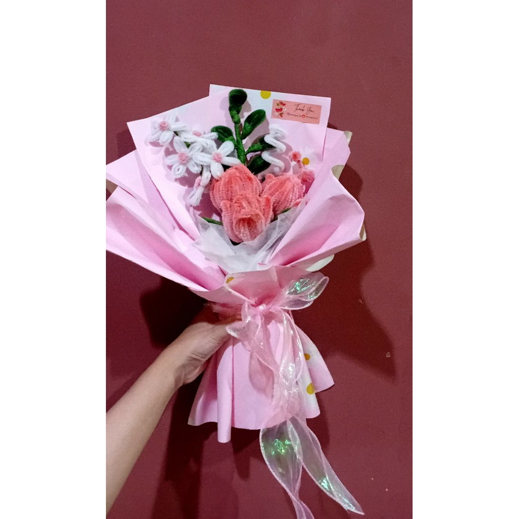 Buket Bunga Kawat bulu/gift bunga/bouqet bunga