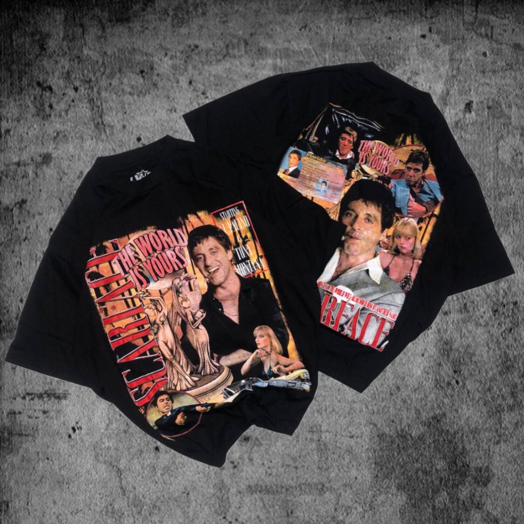 Baju Kaos Oversize Scarface - T Shirt Scarface Black 20s