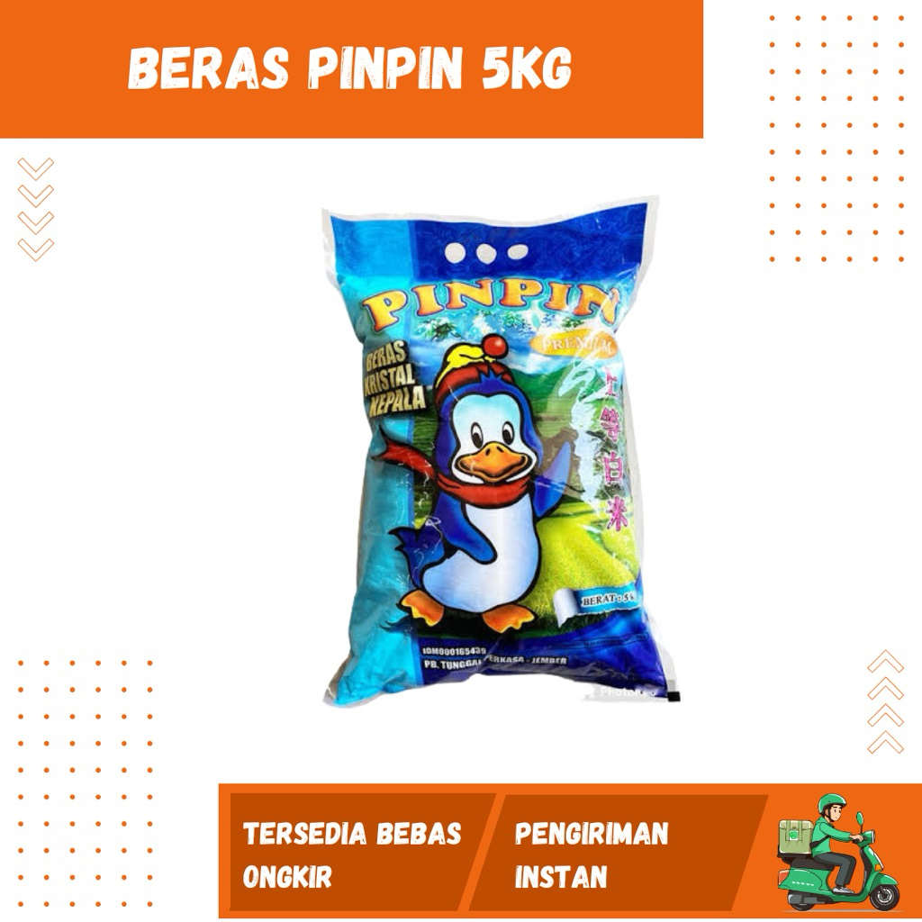 

Beras Kristal Kepala 5Kg - Merek Pinpin | Super Pulen & Bersih | Premium Quality