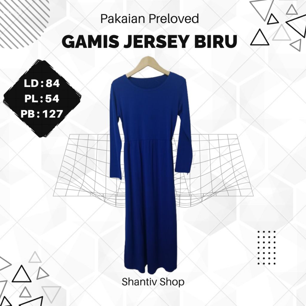 GAMIS BAHAN JERSEY WARNA BIRU DONGKER PL