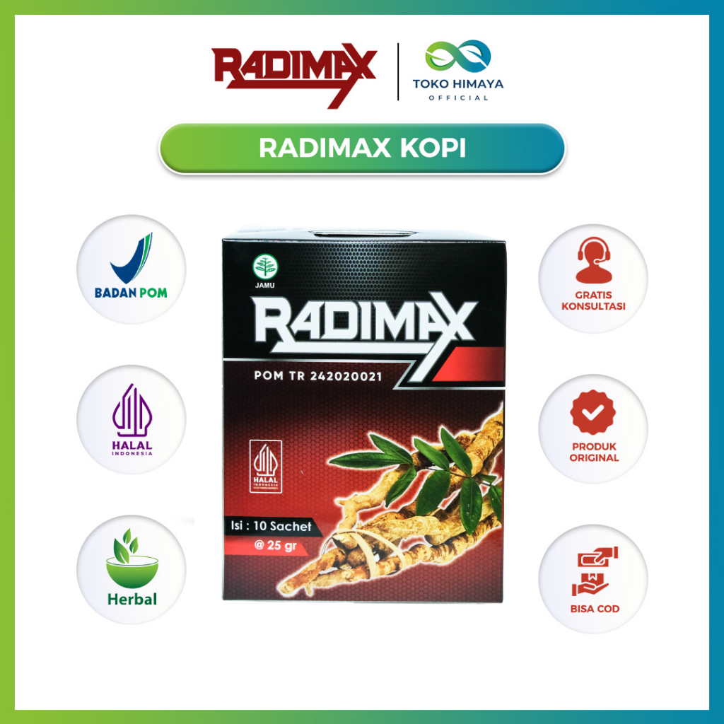 Kopi Radimax Original / Kopi Stamina Pria 1 Box Isi 10 Sachet Legalitas BPOM dan HALAL MUI