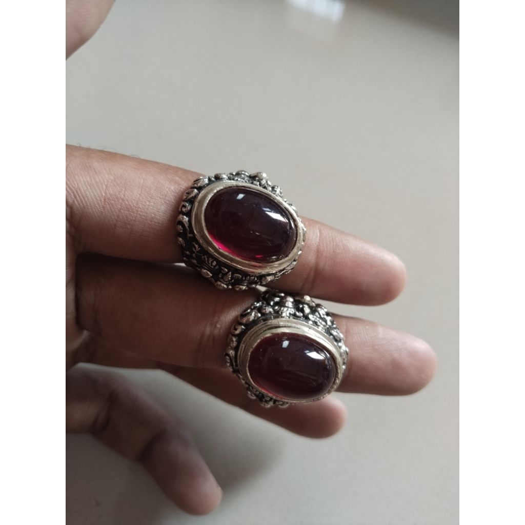 cincin batu akik merah delima siem