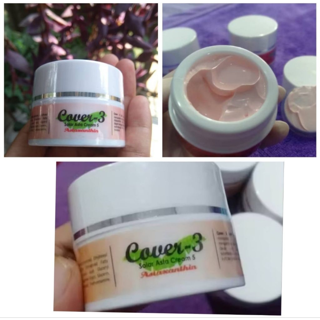 cover 3 solar asta cream 5 - sunblock whitening dan astaxanthin spf 50