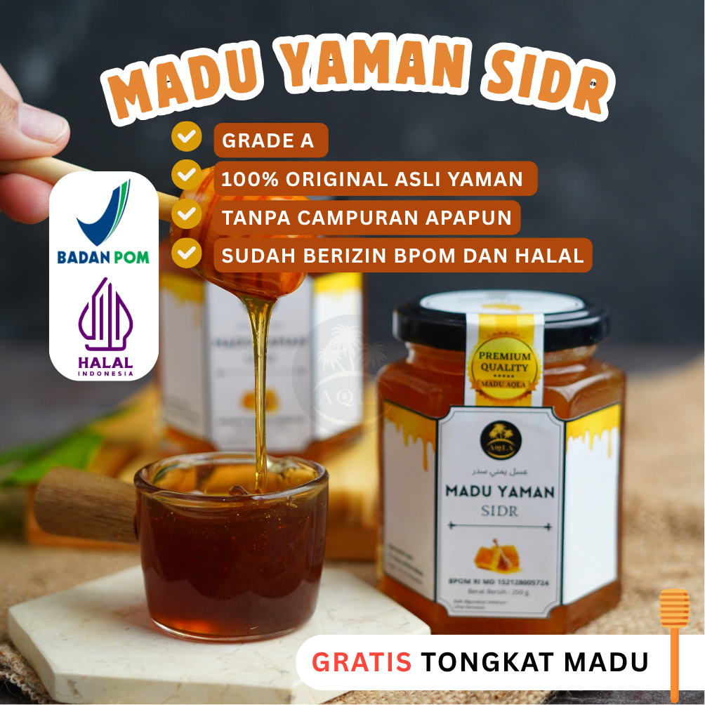

MADU YAMAN SIDR FAKHIR BPOM / MADU SIDR / SIDR PREMIUM TERBAIK GRADE A FREE TONGKAT MADU