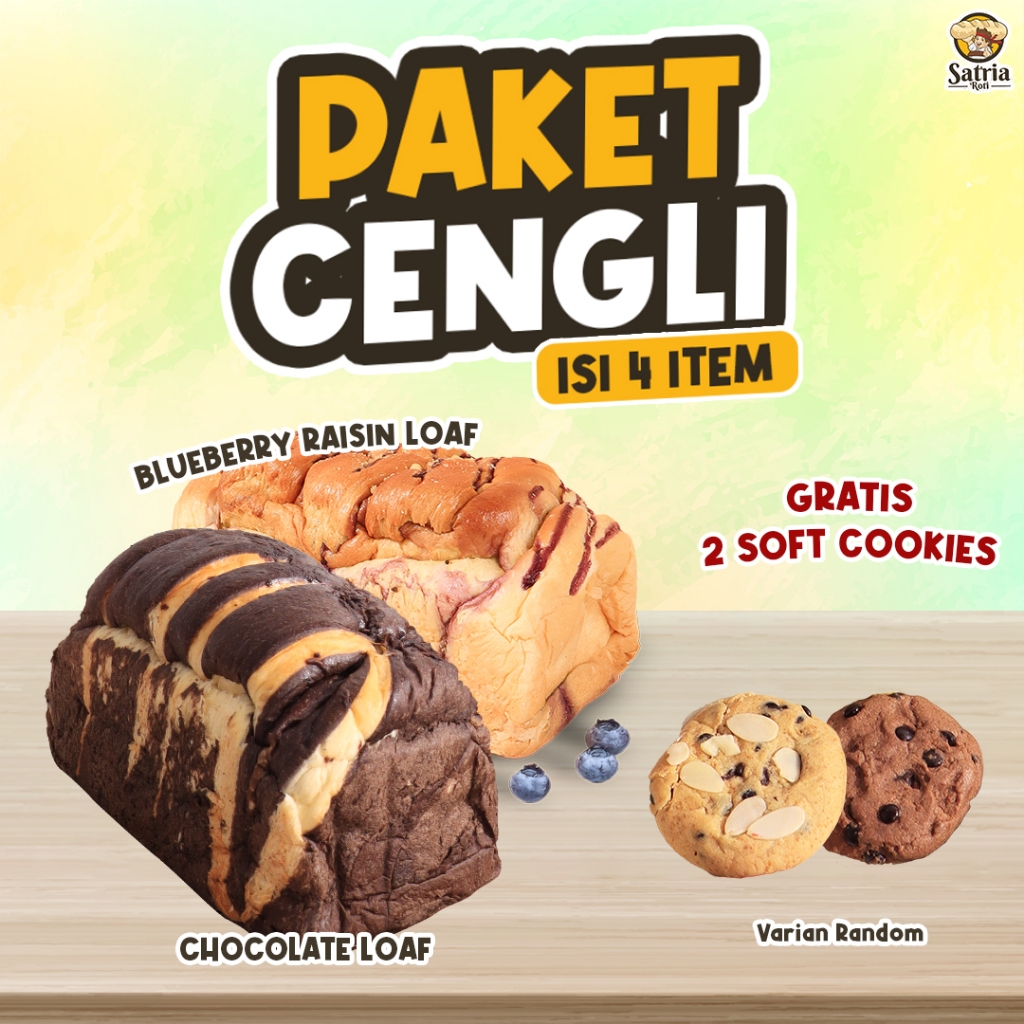 

[PAKET CENGLI] 1 Choco Loaf Jumbo & 1 Blueberry Raisin Loaf Jumbo FREE 2 Soft Cookies