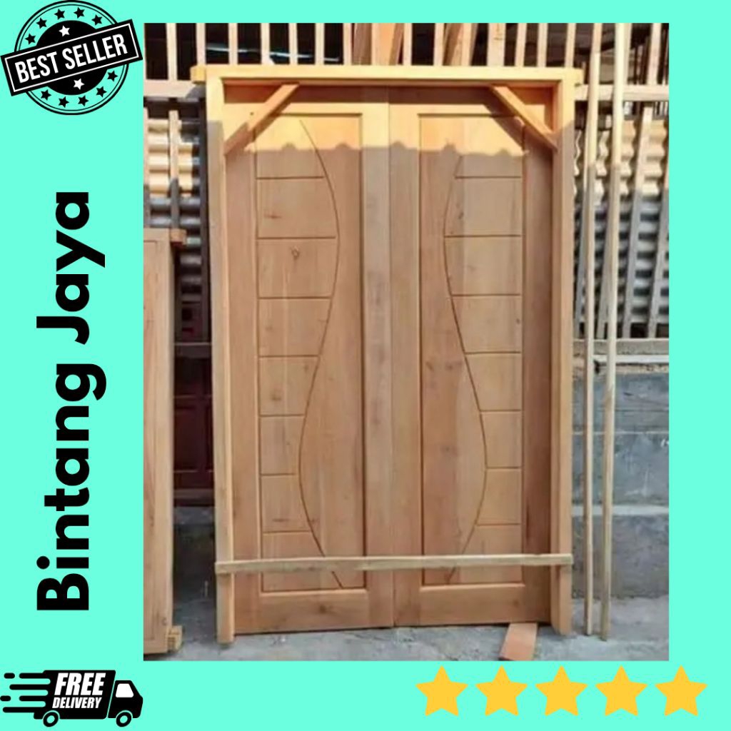 Pintu Kupu Tarung Kayu Mahoni Minimalis Pintu Utama Rumah