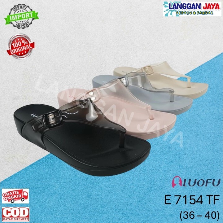LUOFU E 7154 TF - Sendal Karet Jelly EVA Jepit Gesper Wanita Anti Slip Impor Luofu Bandung (COD)