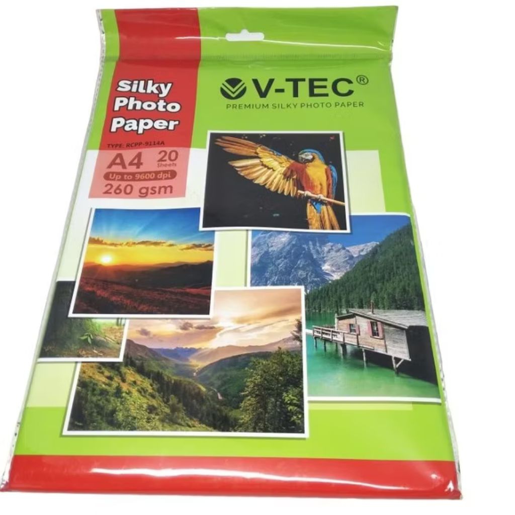 

(1 Pack) Kertas Foto doff / Photo Paper v-tec - Silky A4 260gsm