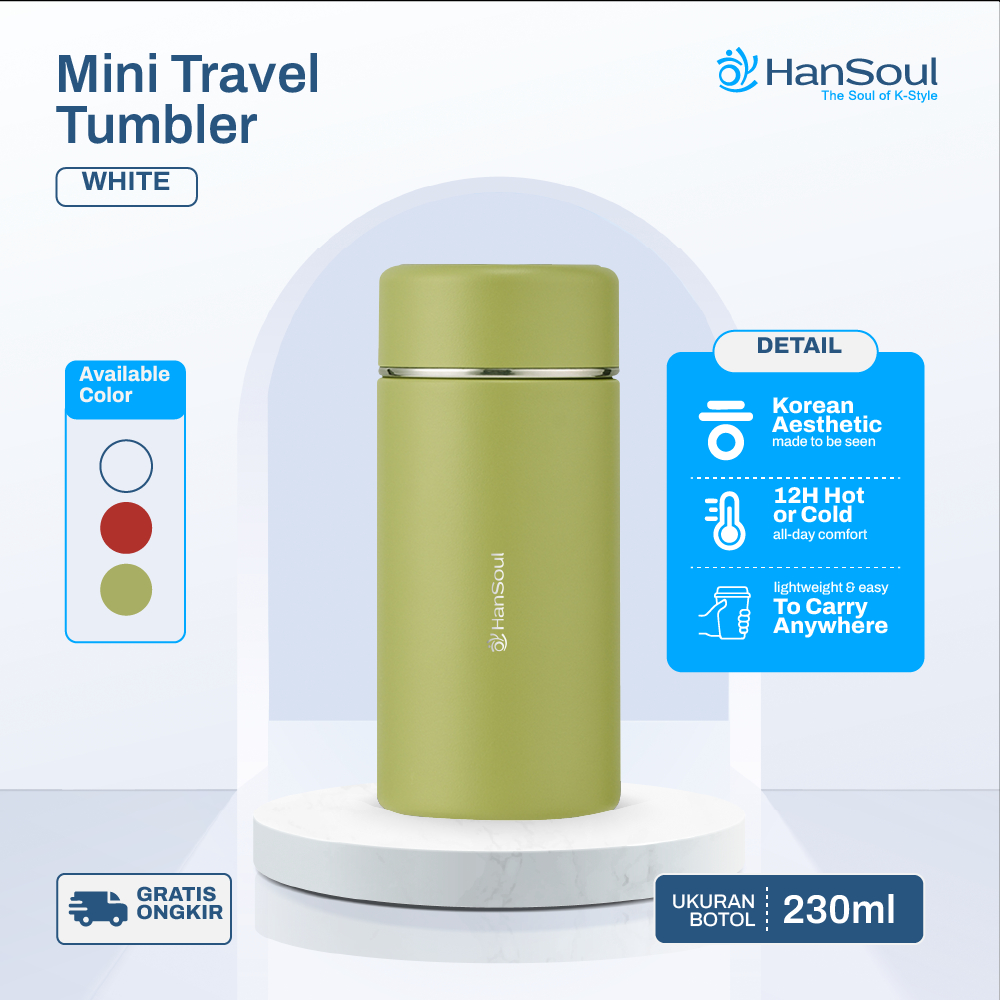 HanSoul Mini Travel Tumbler - Tumbler Mini Korea Kopi Travel 230ml Stainless Steel Tahan Panas Dingi
