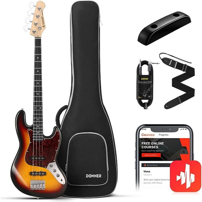Donner DJB-510D Gitar Bass Elektrik - Sunburst