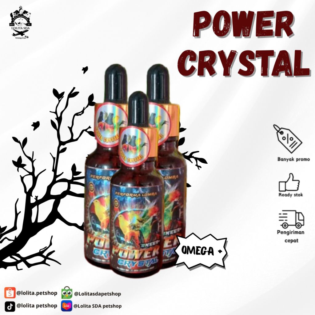 power Crystal Omega plus suplemen penggacor burung murai batu Cucak hijau, kenari, pleci