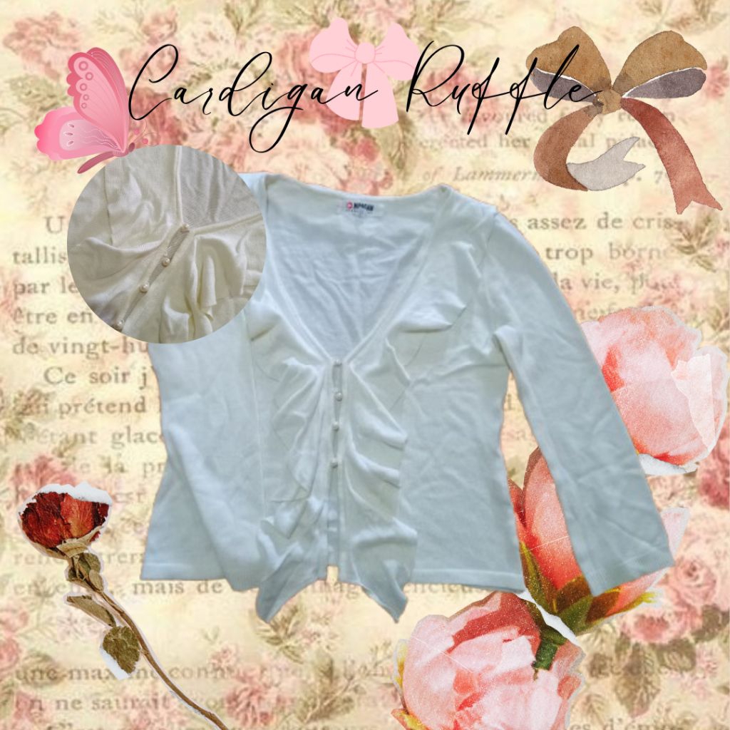 ☆Preloved Cardigan Rajut Ruffle☆