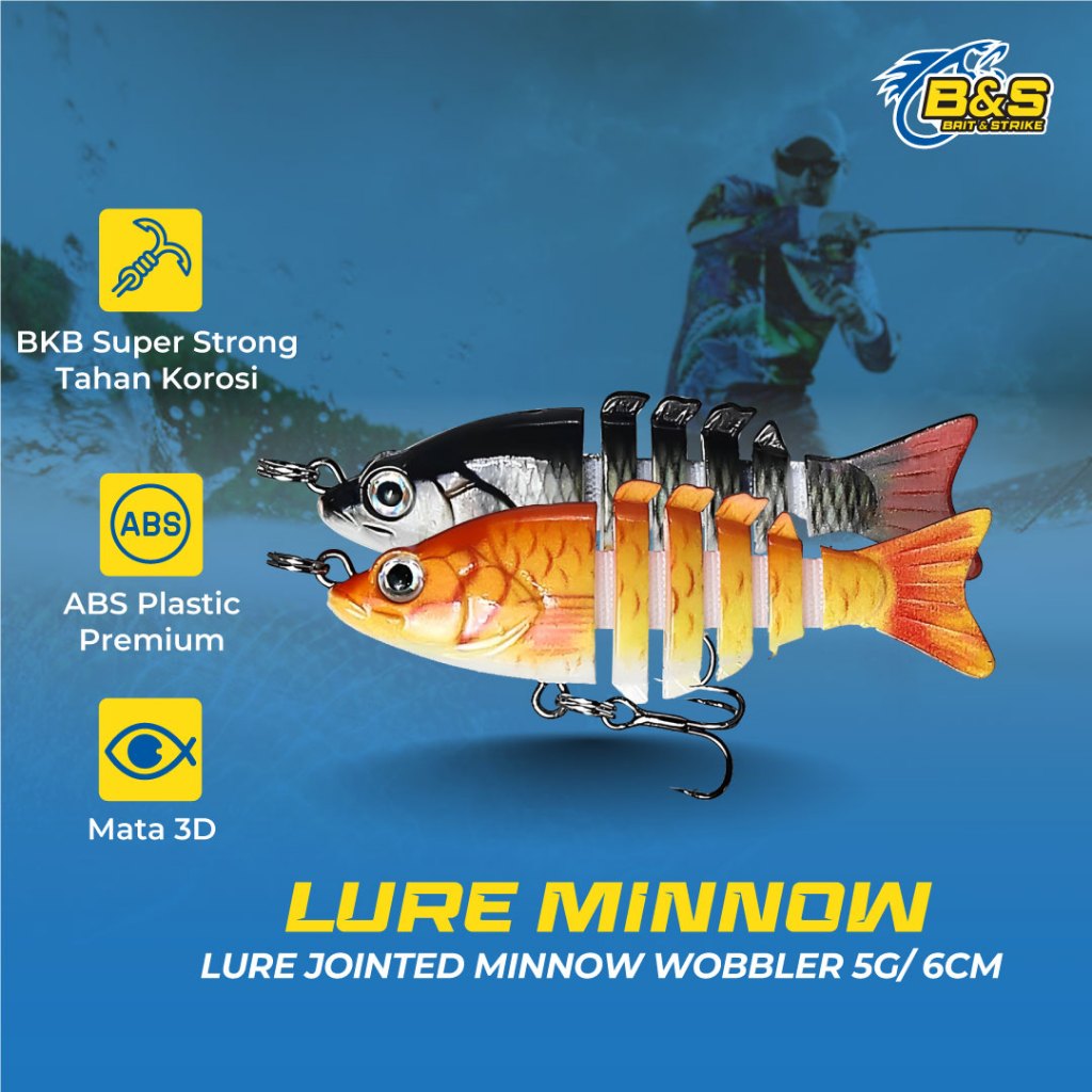 Jemmy Lure jointed minnow wobbler 5g / 6cm type sinking 5 bagian MN013