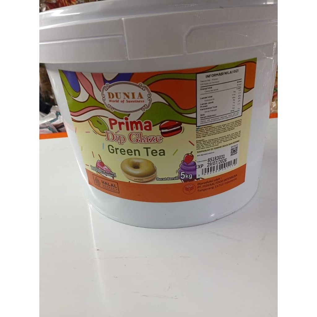 

Prima dunia dip glaze rasa Taro, tiramizzu, strawberry, greentea 5kg