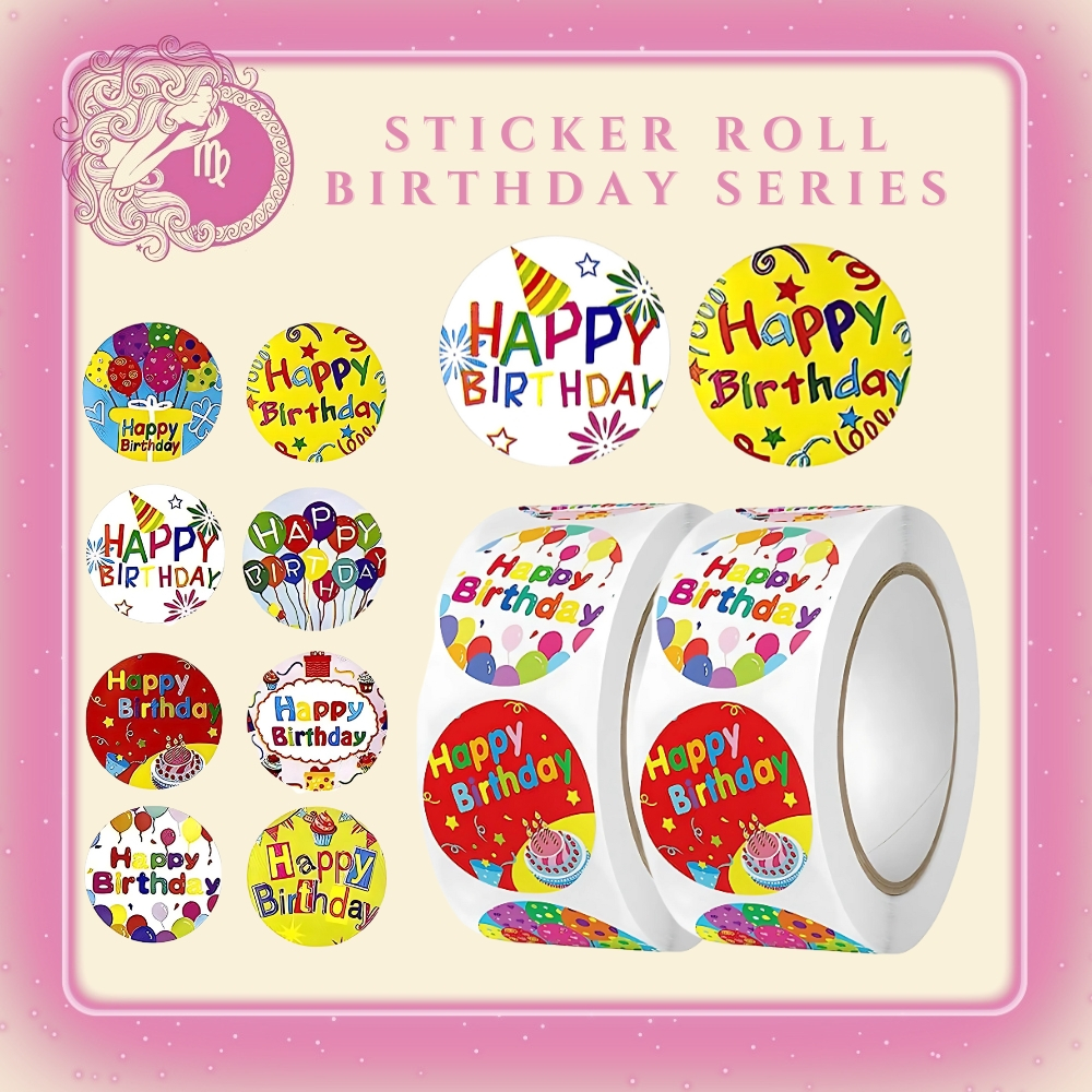 

「 ✦ On.Virgo ✦ 」Premium Birthday Sticker Roll 500pcs | Label Ulang Tahun Kado Dekorasi Segel SS001