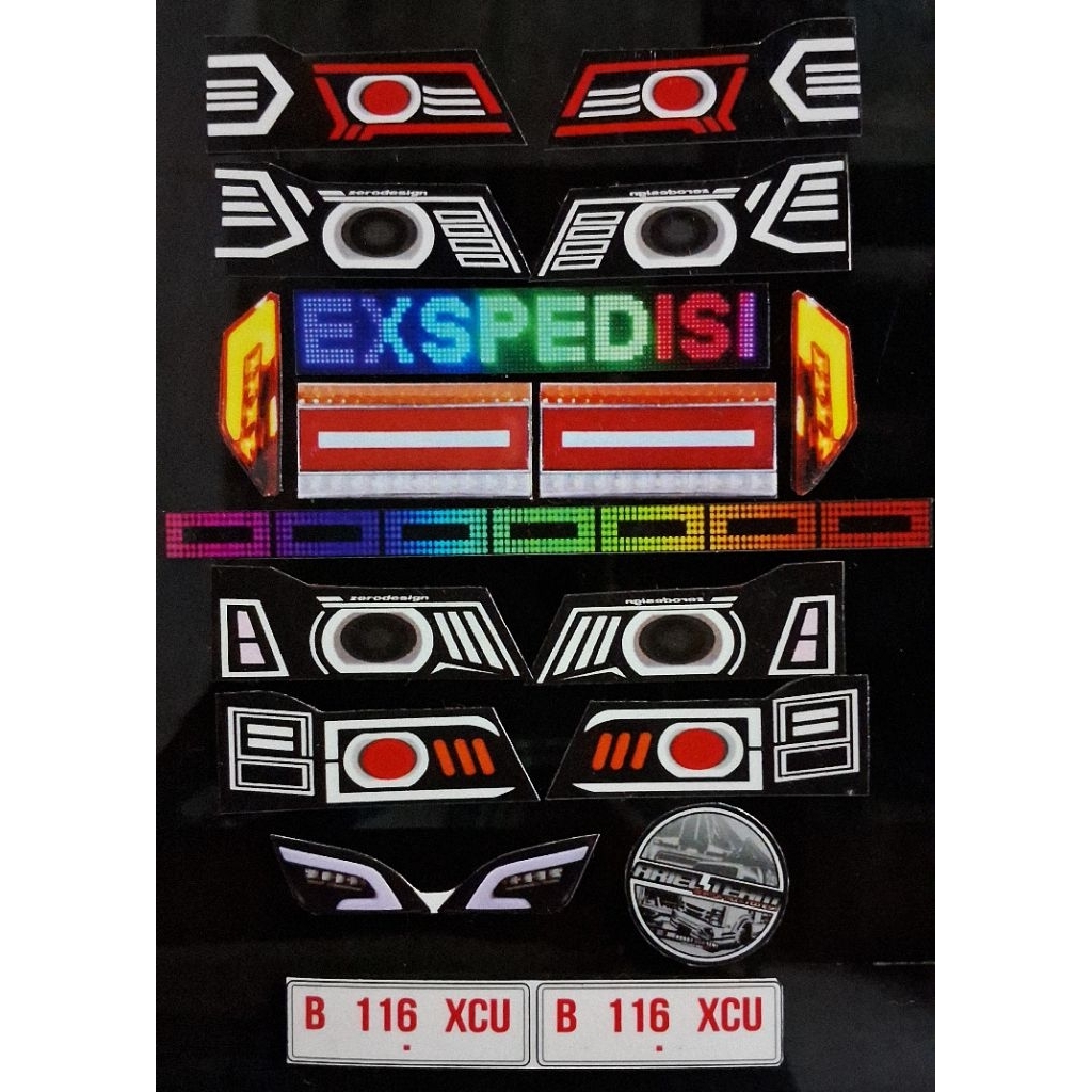 Paket Stiker miniatur CANTER,mayang,Led belakang,bonus running text,DLL