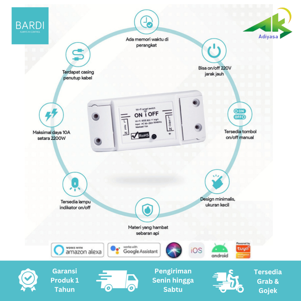 BARDI Smart On/Off Breaker️ Saklar Otomatis Listrik Rumah, Langsung dari HP