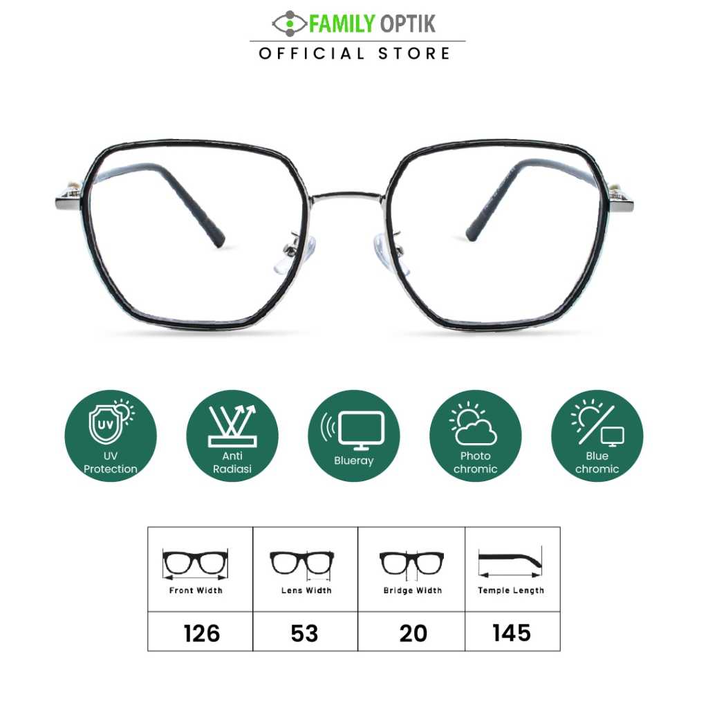 Family Optik - Frame Kacamata Blush On Joanna France 1402 Anti Radiasi Bluecromic Photocromic Minus 