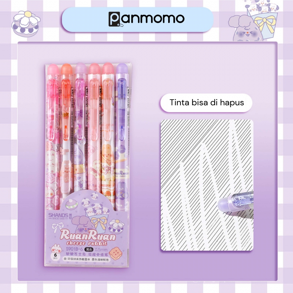 

Pulpen Tinta Hitam Set 6 Pcs - Pena Cheese Rabbit Pen Set Ballpoint Bolpen Anak Sekolah Stationery
