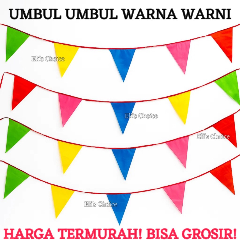 TERMURAH Umbul Umbul Bendera Kain Segitiga Warna Warni READY GROSIR