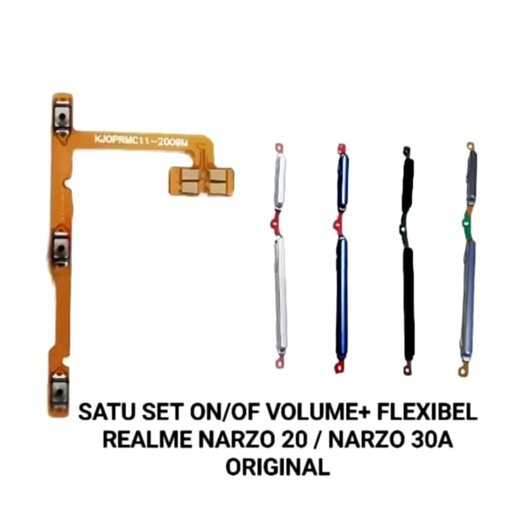 Tombol Flexible Power On Off Volume Realme Narzo 20 / Narzo 30 / Narzo 30A Original Sparepart HP Pen