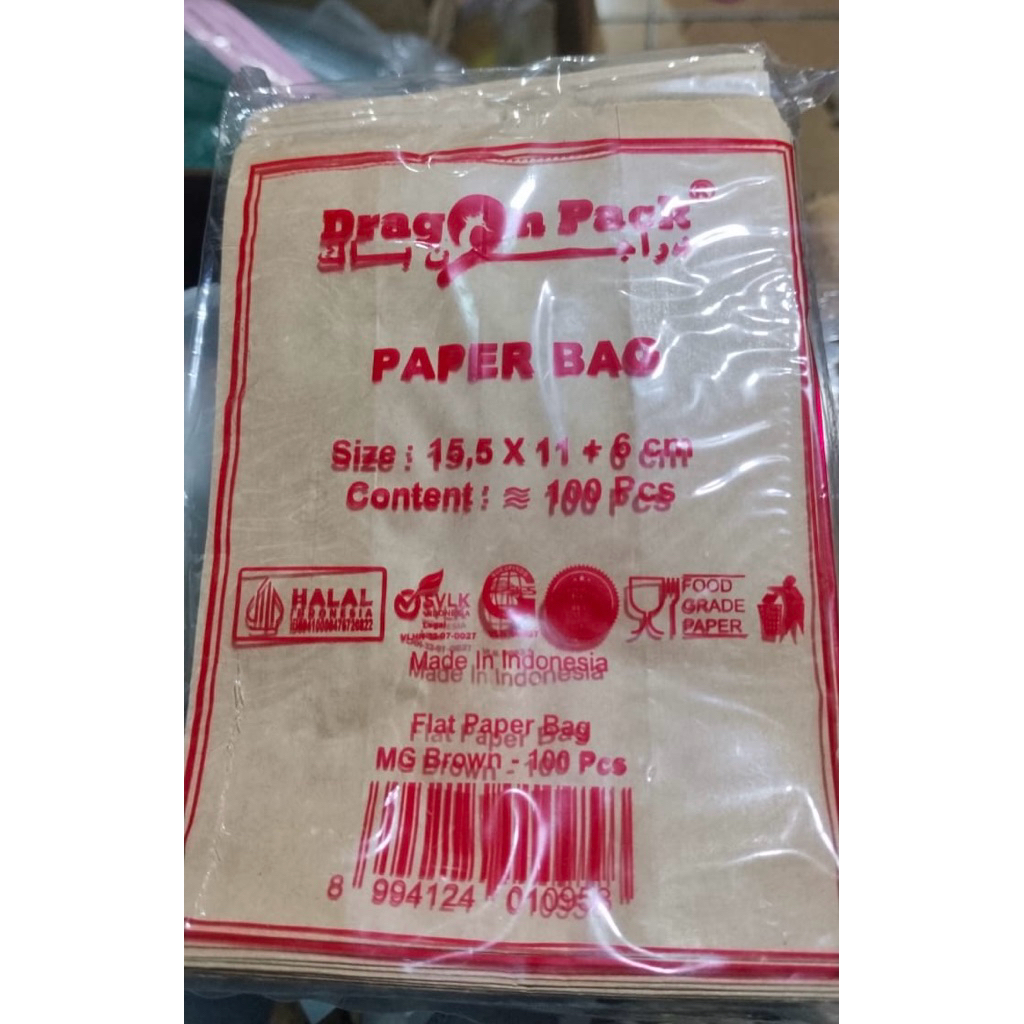 

Paper Bag ukuran 15,5x16+6 MG Brown 100 pcs