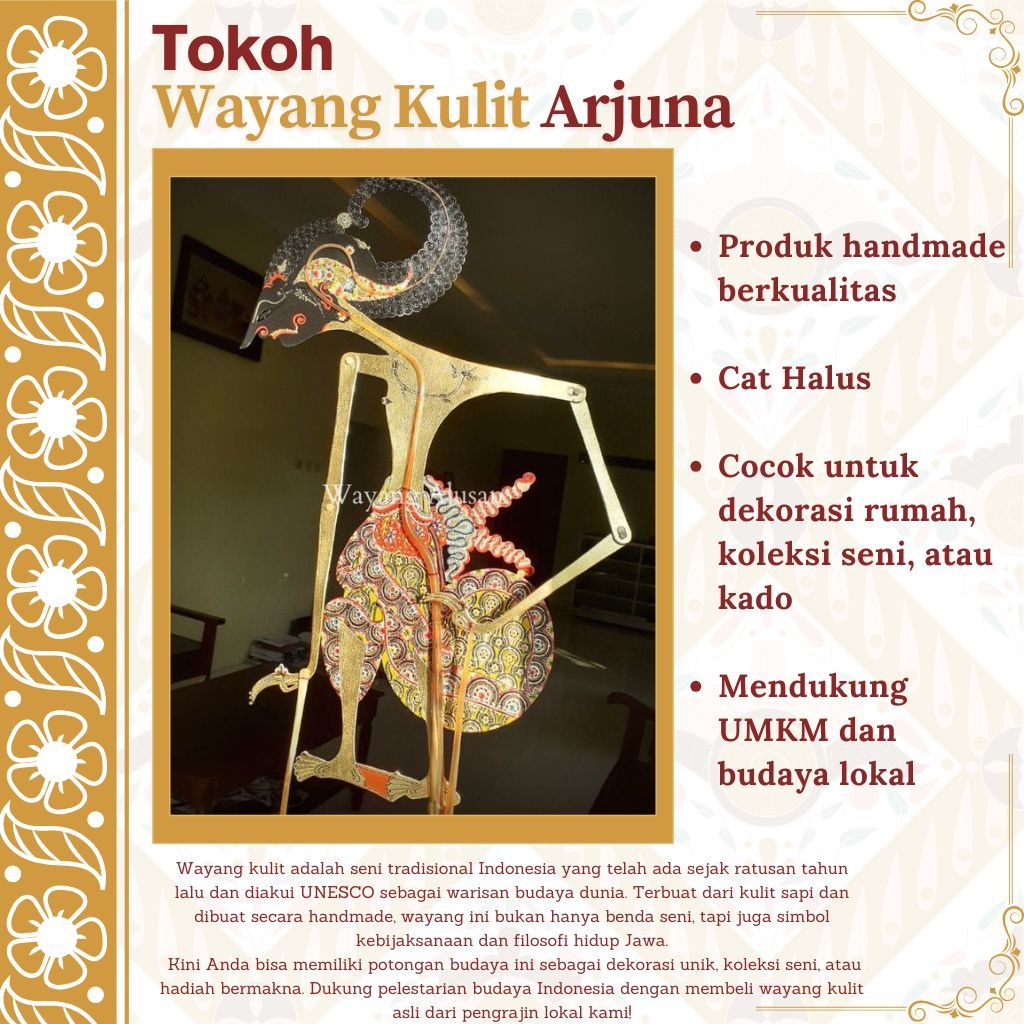 Wayang Kulit Arjuna Cat Halus Standar Dalang