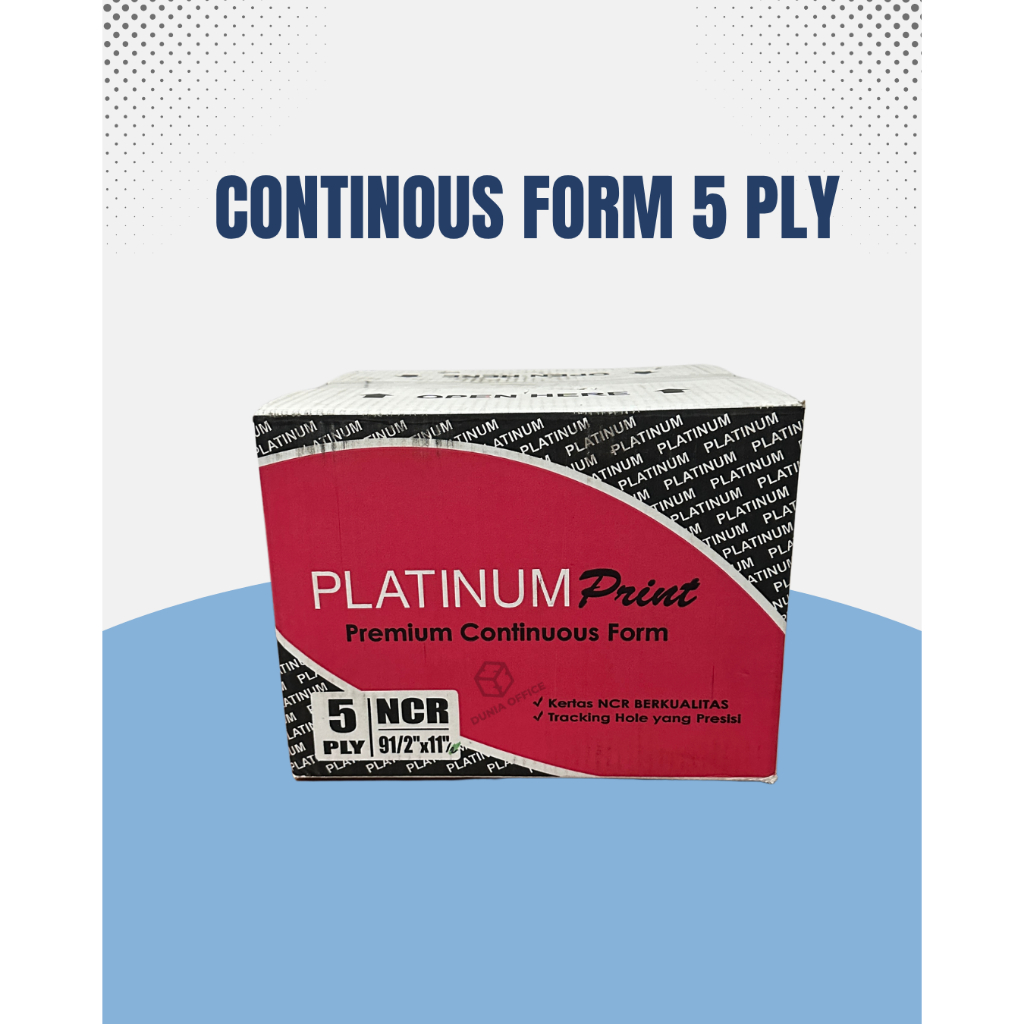 

Kertas Faktur / Kertas Continuous Form 5 Ply dan 5 Ply bagi 2 ukuran 9½ x 11 merk PLATINUM Kualitas Terbaik