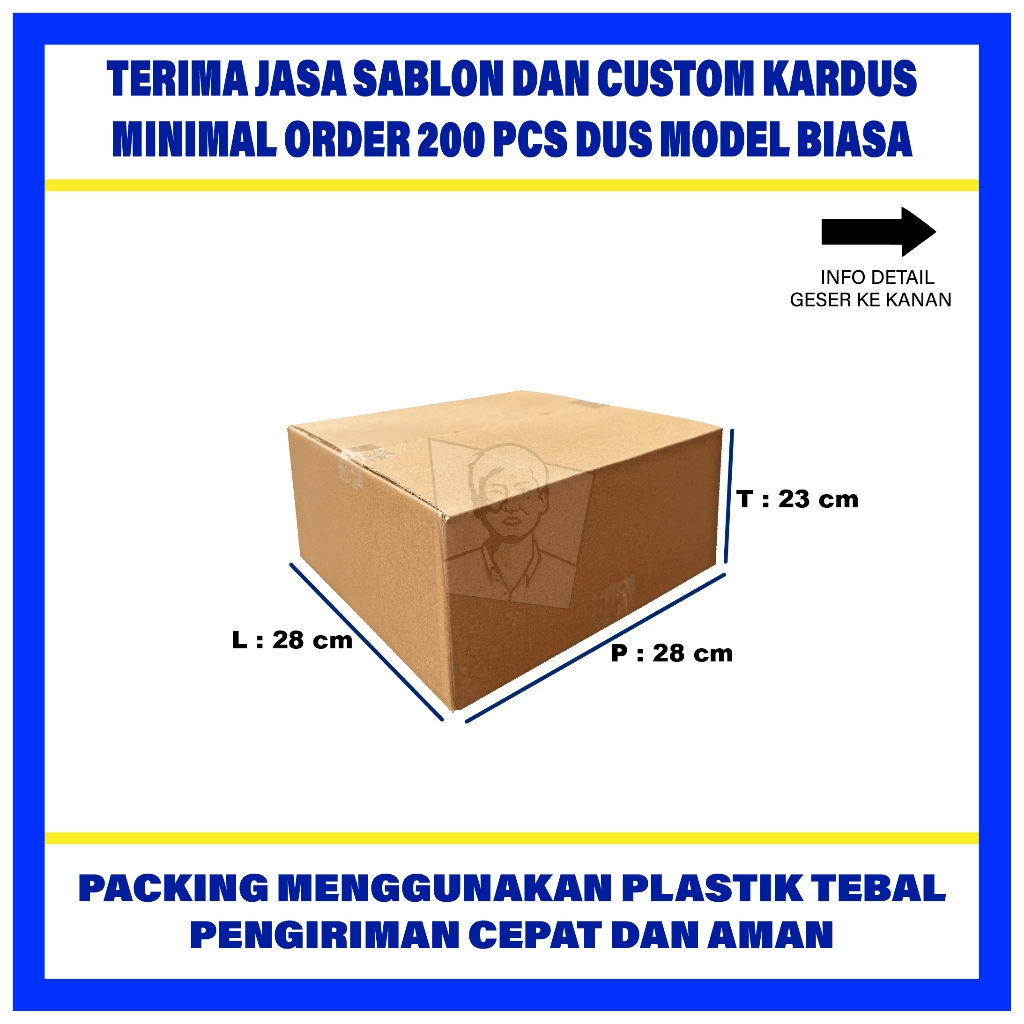 

Kardus Box Karton Polos 28x28x23 Double Wall