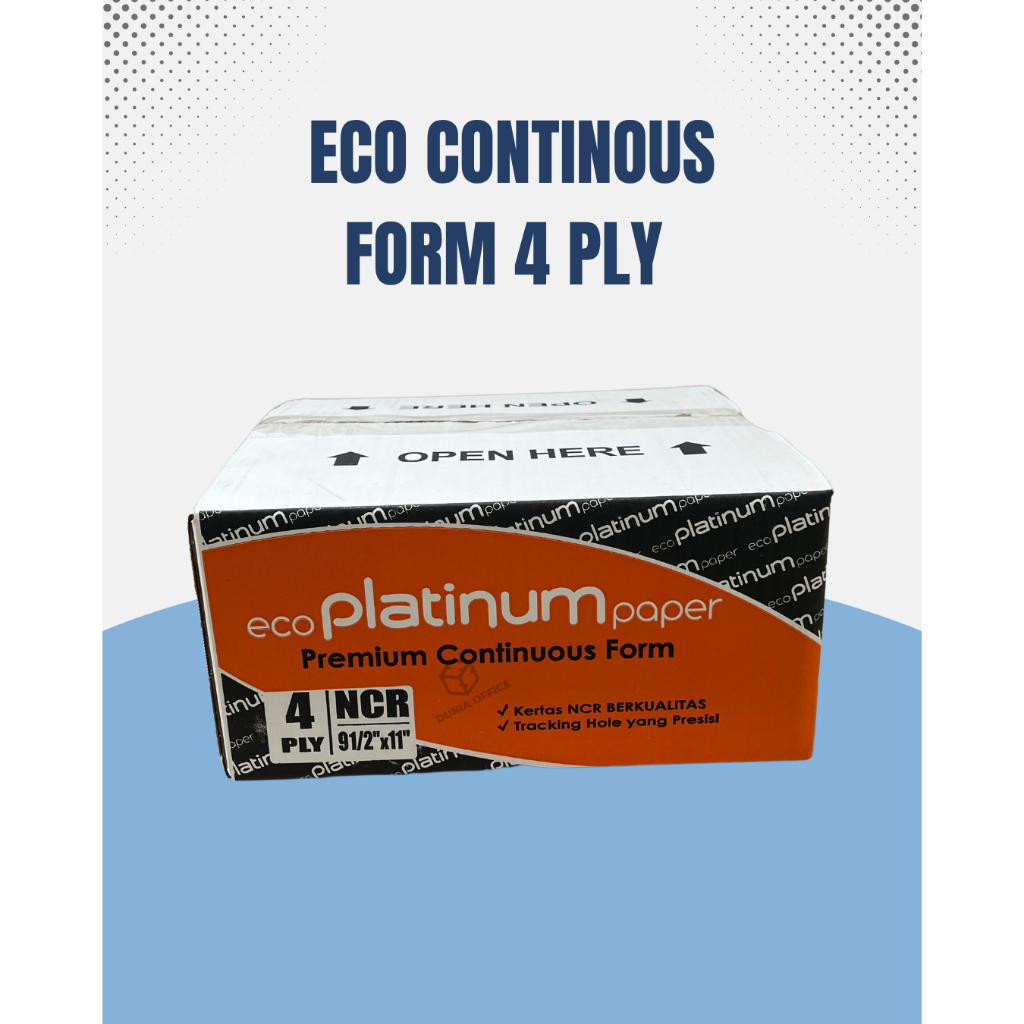 

Eco Continuous Form 4 Ply dan 4 Ply bagi 2 ukuran 9½ x 11 merk PLATINUM Kualitas Terbaik / Kertas Faktur Invoice