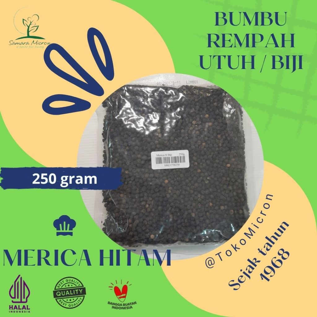

Bumbu Rempah Samara Micron - Merica Hitam biji/utuh- Lada Hitam Biji - Black Pepper whole- 250gram