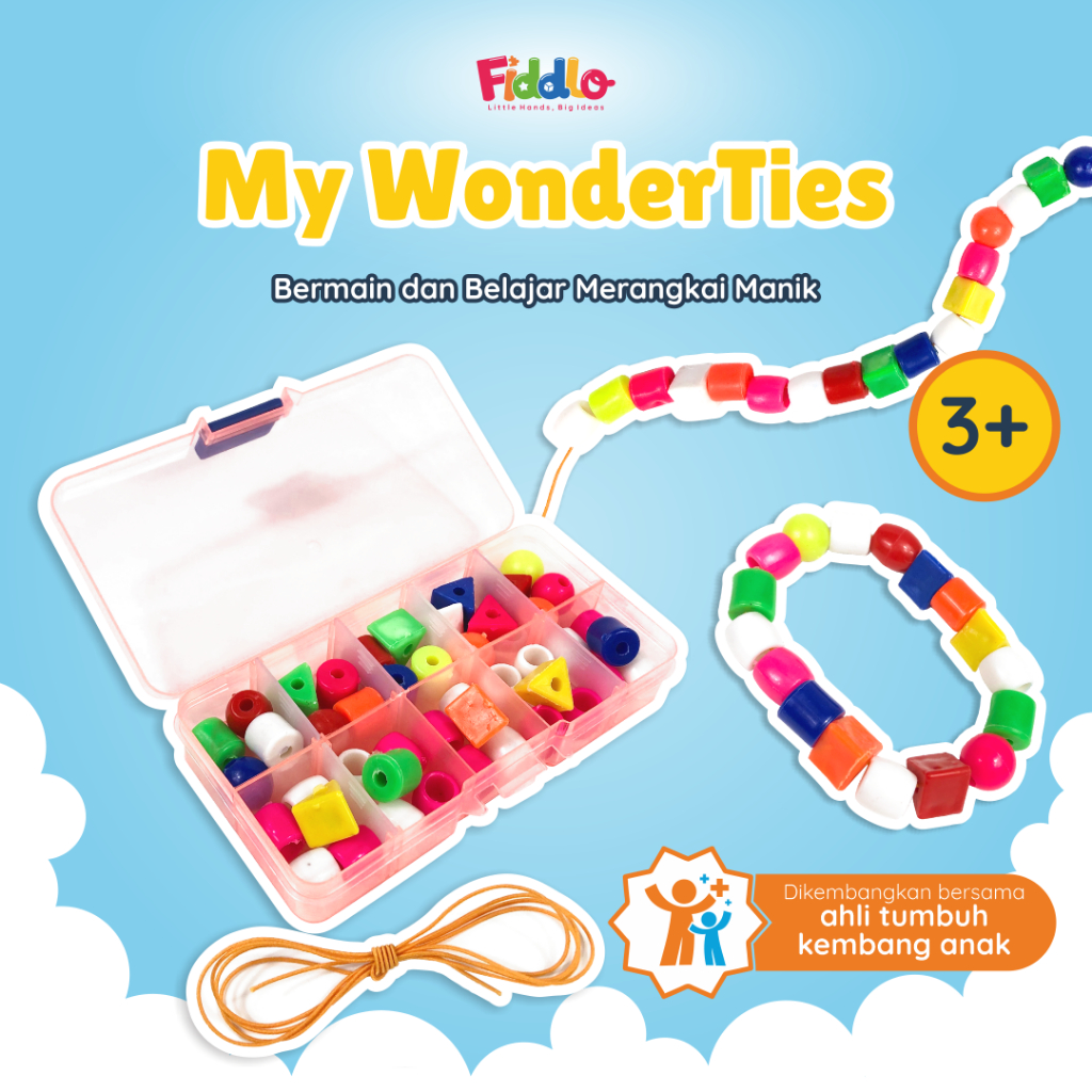 Set DIY Box Meronce [±45 manik] Aksesori Gelang Kalung Mainan Anak Perempuan | FIDDLO My Wonder Ties