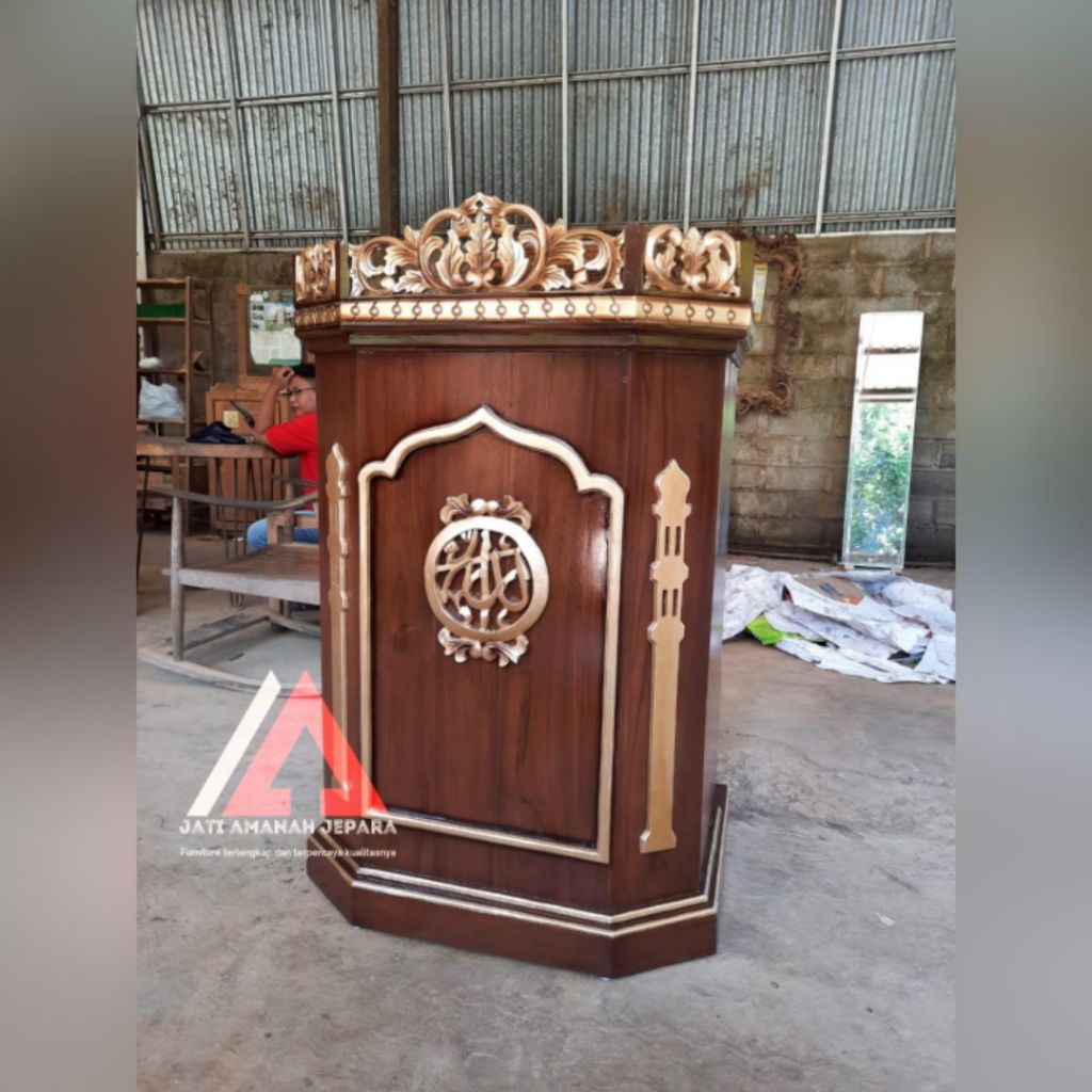 podium salina, mimbar podium minimalis kayu jati, podium minimalis