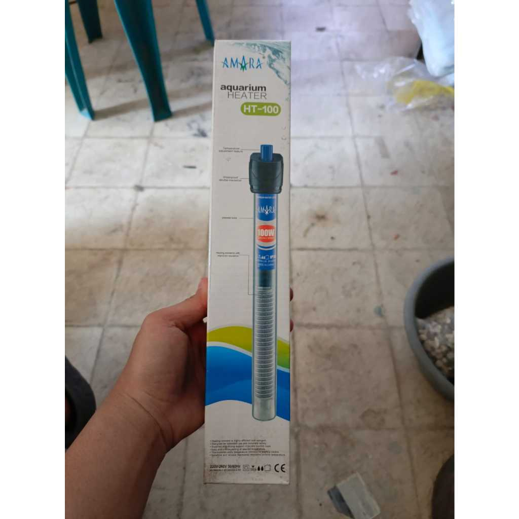 HEATER AQUARIUM AMARA HT100 100 WATT PEMANAS AIR AQUARIUM OTOMATIS HEATER 100WATT