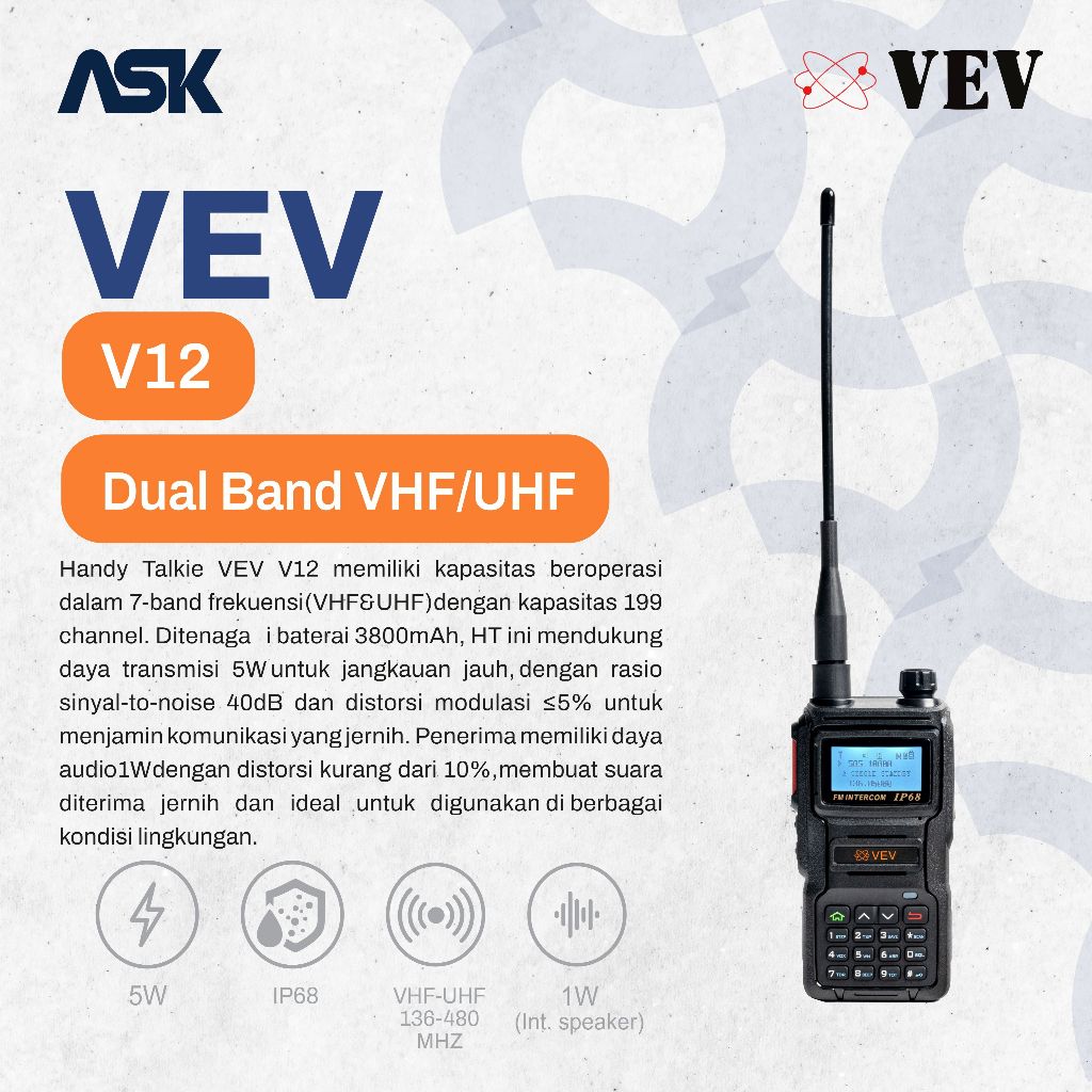 Handy Talky V12 VEV / HT V 12 7Band - Vhf/Uhf