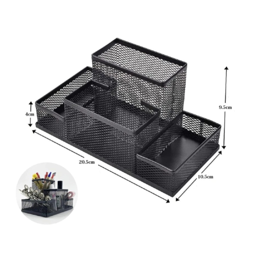 

Pen Stand 4 Sekat / Tempat Pulpen Jaring Besi / Pen Stand Organizer / Keranjang Pulpen / Pen Holder