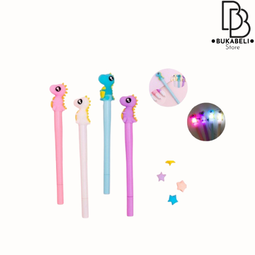

BUKABELI COD Pena Karakter Dinosaurus LED Lucu / Pulpen Light Gel Pen Murah Produk Import Murah U09