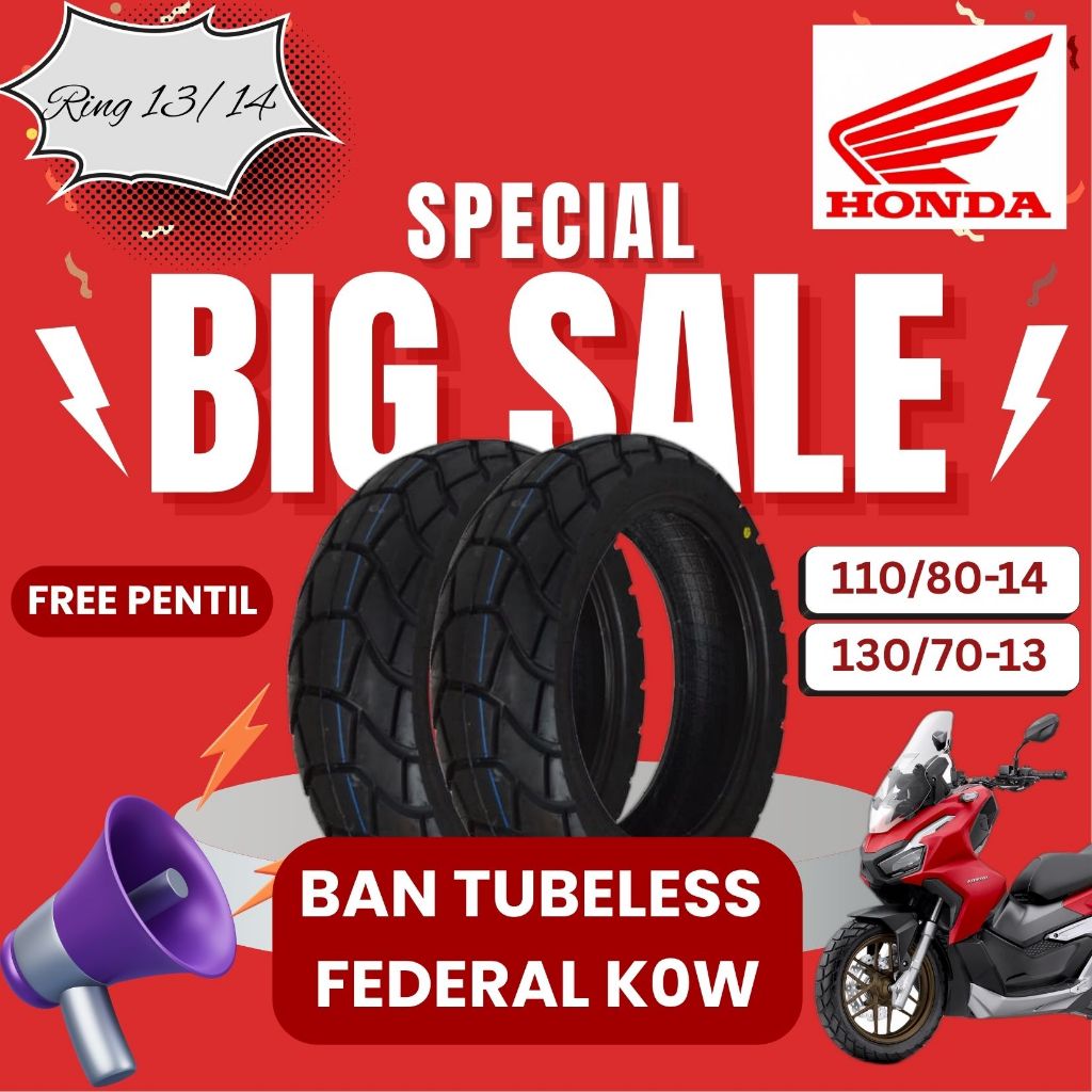 Ban Honda ADV 150 / 160 Federal AHM K0W Tubless Ring 13/14 | 110/80-14 | 130/70-13 | Ban Kotak Kemba