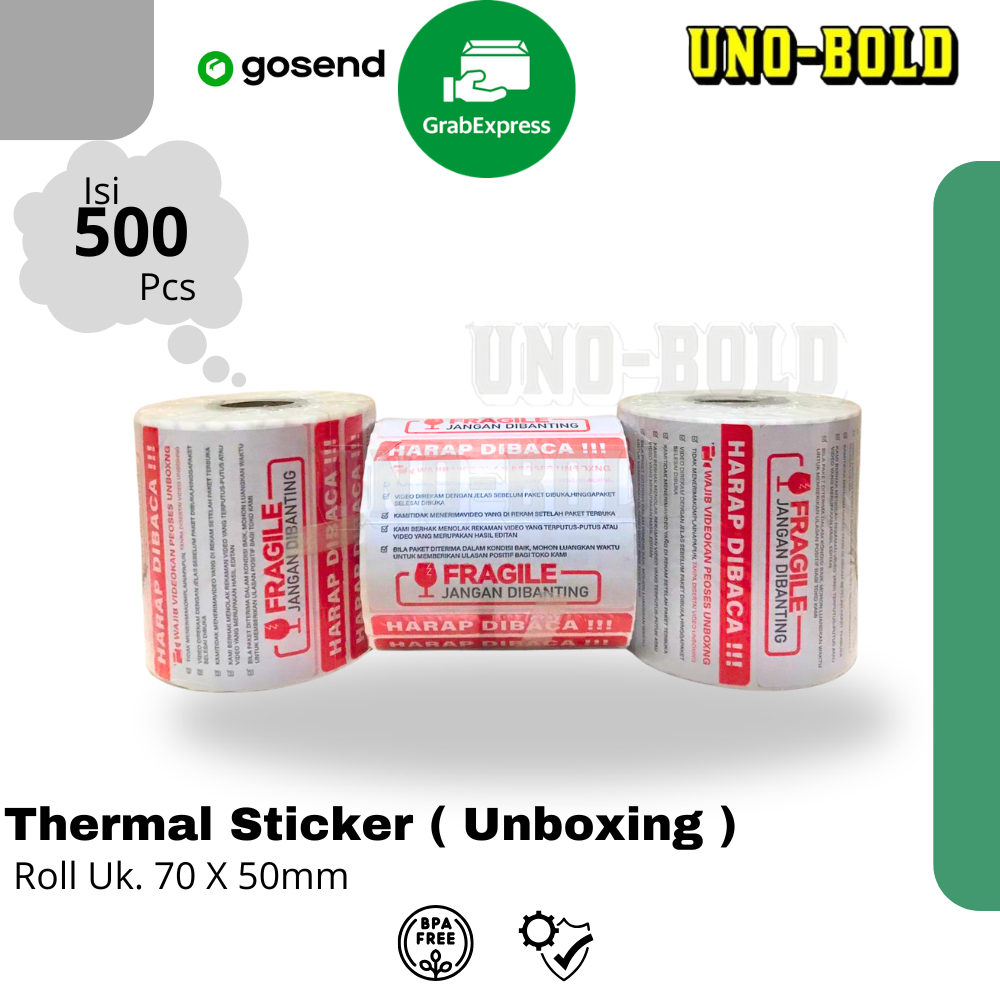 

NEW LABEL STICKER THERMAL FRAGILE 70X50 ISI 500 PCS ( Wajib Video Unboxing Stiker Jangan Dibanting
