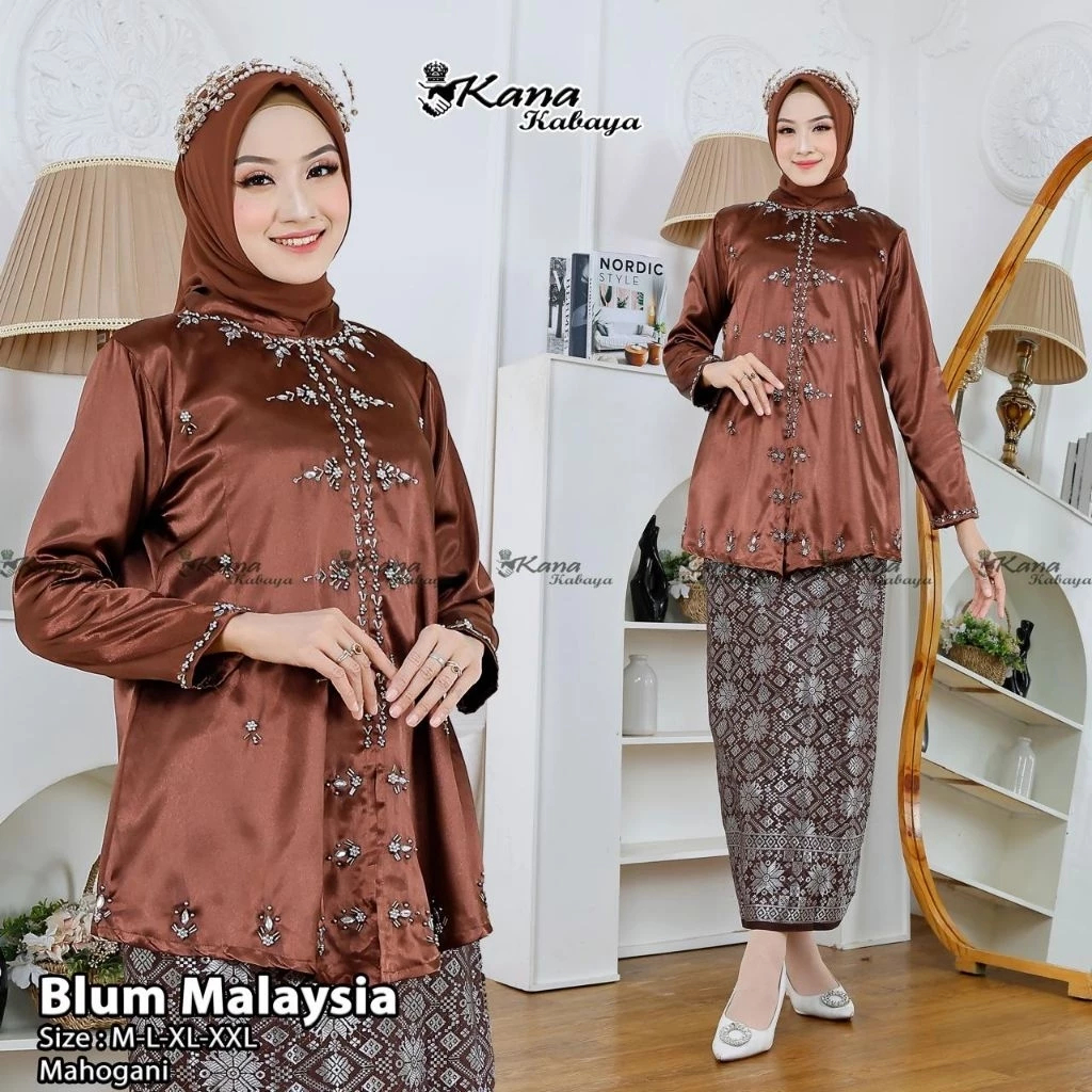 (COD) Terbaru Tunik Blouse Malaysia - Setelan Baju Kurung Melayu Songket Malaysia - Baju Kurung Mela