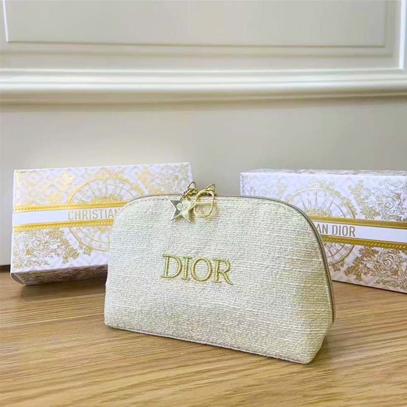 Make Up Pouch Dior holiday collection pouch with charm gold 19*10*4.5cm / Makeup Pouch Aesthetic / T