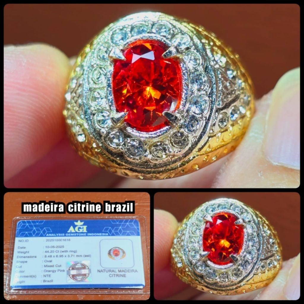 natural batu mulia madeira citrine brazil + sertifikat lab